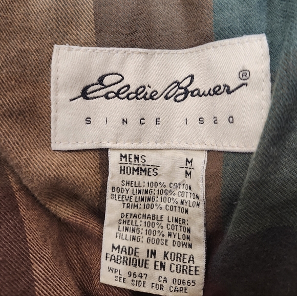 RARE VINTAGE EDDIE BAUER CHORE JACKET COAT MEDIUM GOOSE DOWN LINER GREEN BARN - Picture 16 of 16